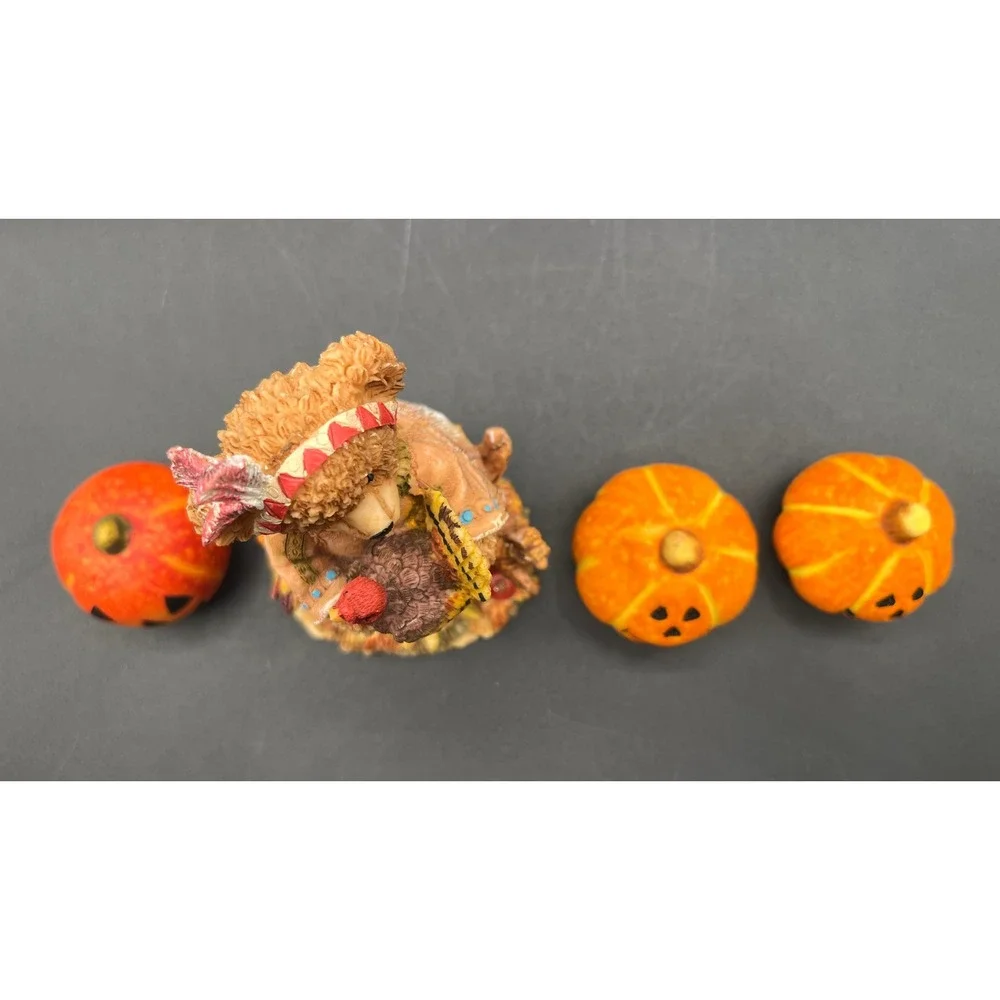 4 pc K's Collection Thanksgiving Teddy Bear Turkey Jack-O-Lanterns Autumn Fall